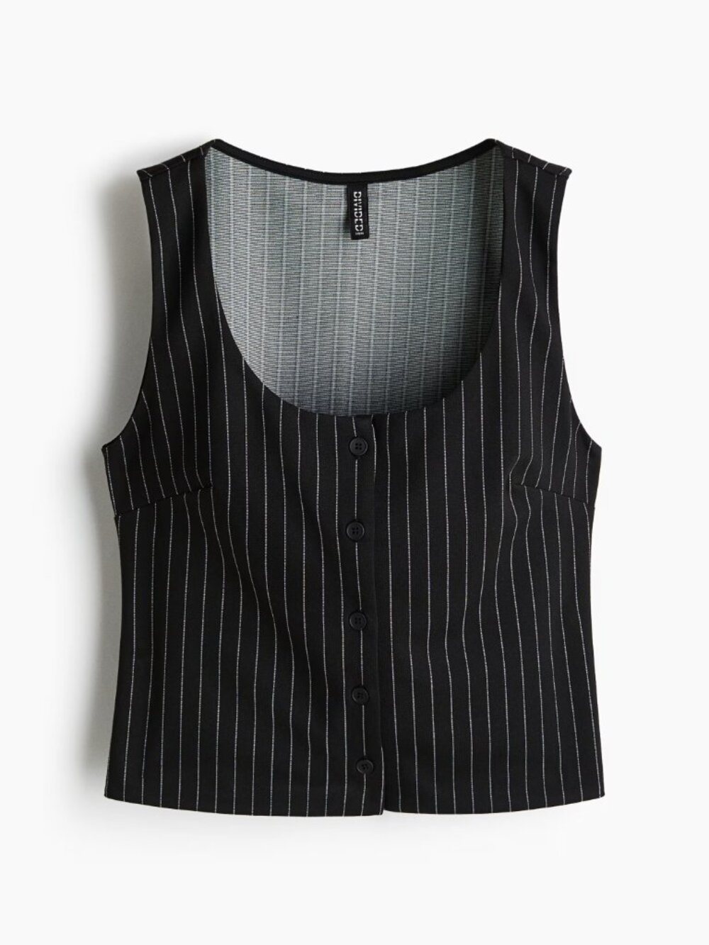 H&M Divided Black Pinstripe Vest Women's L NWT Y2K Minimalist Tailored Button-up